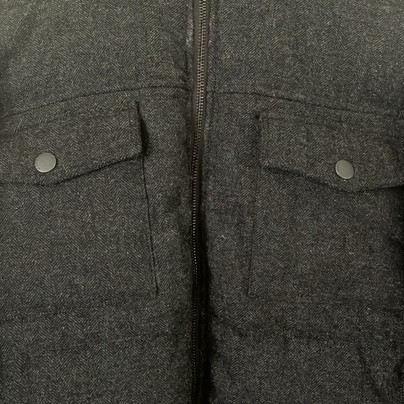 Marc Anthony Men’s Quilted Puffer Jacket Wool Herringbone Black XXL Hooded - Picture 2 of 16